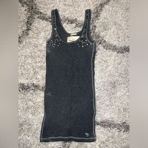 Abercrombie & Fitch Dark Gray Beaded Sequin Tank Top Small Perfect Stretch